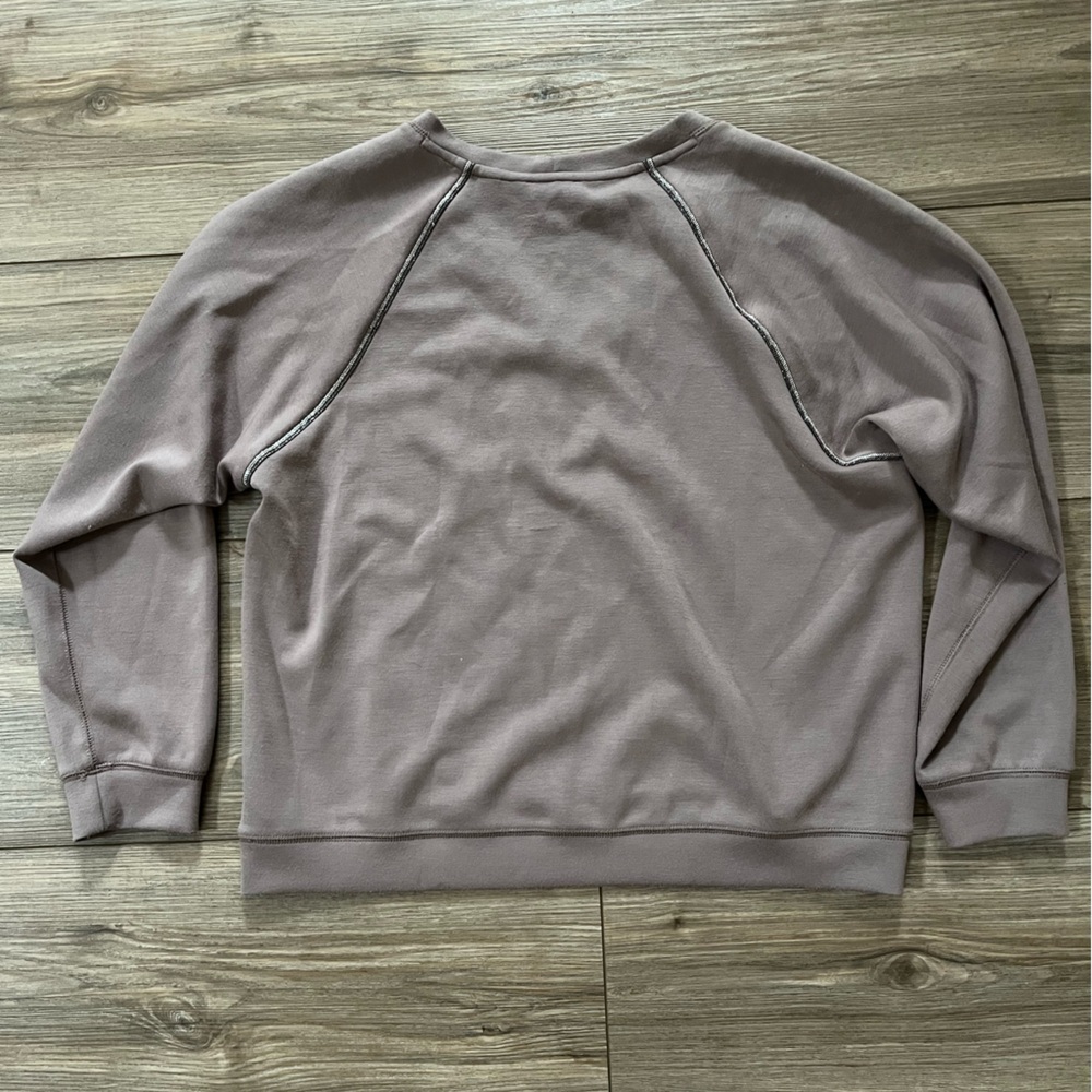 Elie Tahari Women’s V-Neck Sweater in Taupe with Sparkle Seam Accents - Picture 8 of 10